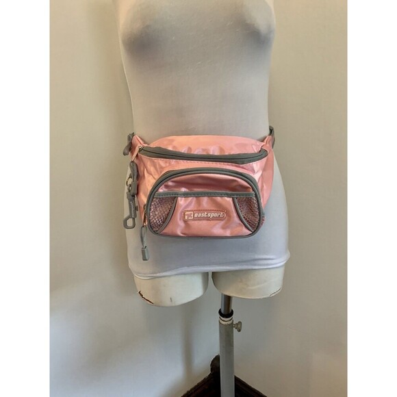 VTG Eastsport Belt Bag Pink Gray Women Fanny Pack 2000s 90s y2k Barbie Cute Trav - Picture 6 of 15